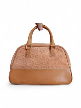 Vintage Celine Paris Macadam Peach Suede Tan Leather Bag